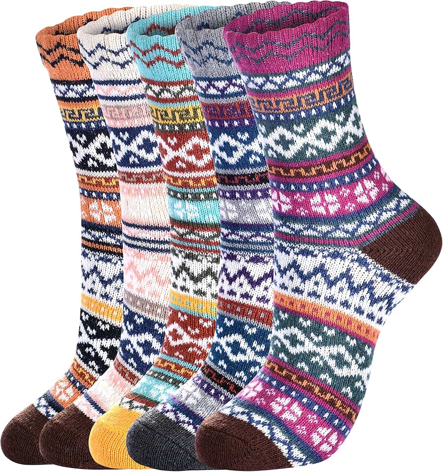 Five Pairs of Warm Wool Socks for Women