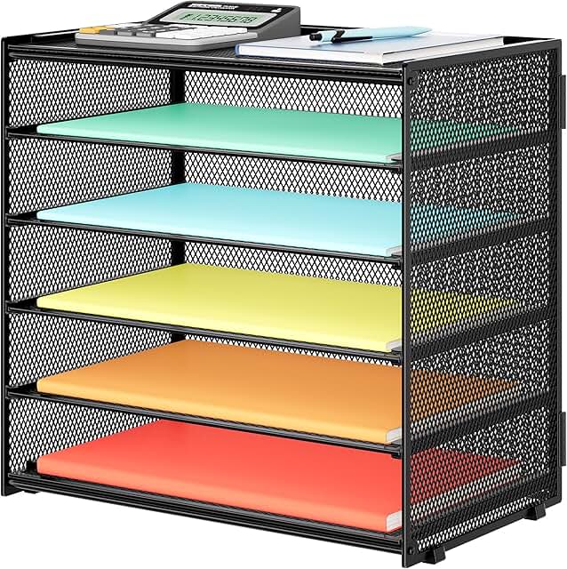 6-Tier Metal Desk Paper Organizer for Office