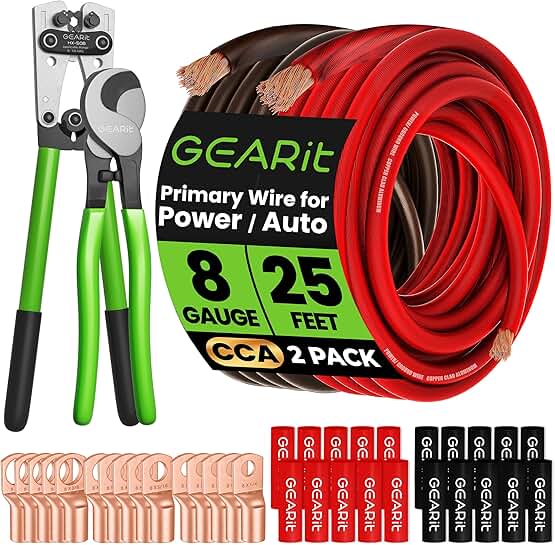 8 Gauge Ground Wire Kit with Tools and Accessories