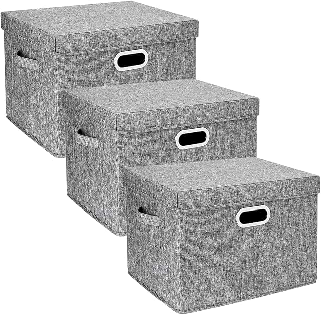 Large Collapsible Fabric Storage Bins, 3 Pack