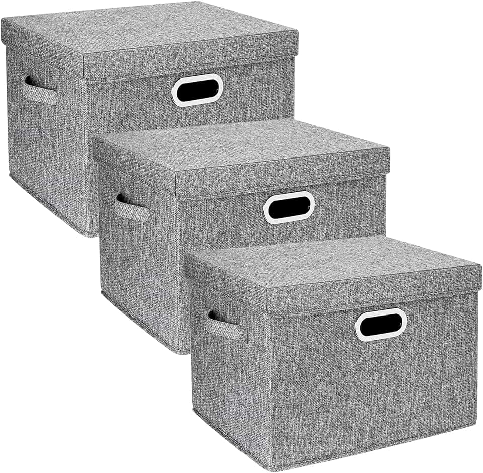 Large Collapsible Fabric Storage Bins, 3 Pack