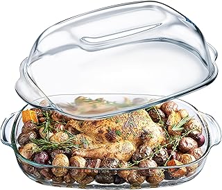 8 Quart Oven-Safe Glass Casserole Dish with Lid