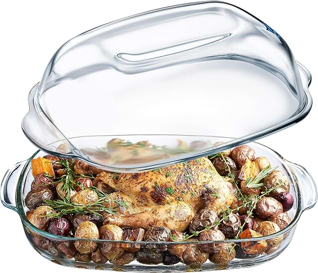 8 Quart Oven-Safe Glass Casserole Dish with Lid