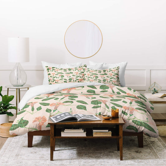 Holli Zollinger Desert Moonflower Duvet Set with Two Pillow Shams, Queen/Full, Pink