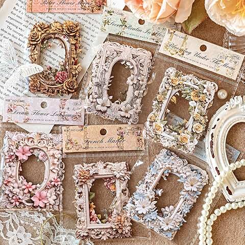 Set of 60 vintage craft paper frames for scrapbooking and journaling