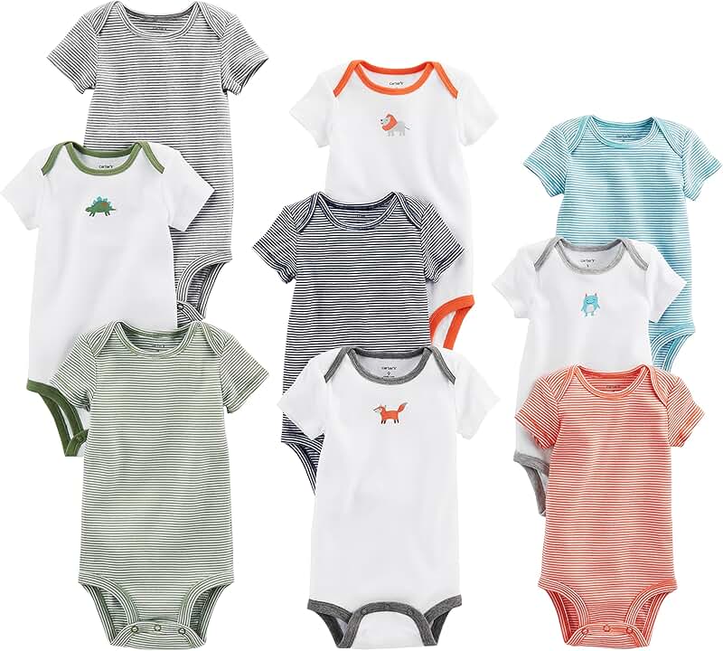 Set of nine baby bodysuits