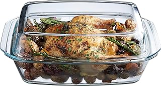 Large Oven-Safe Glass Casserole Dish with Lid, 3 Quart