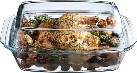 Large Oven-Safe Glass Casserole Dish with Lid, 3 Quart