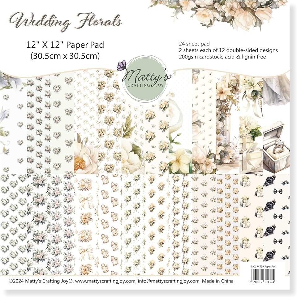 Double-sided floral scrapbook paper, 12x12, 24 sheets
