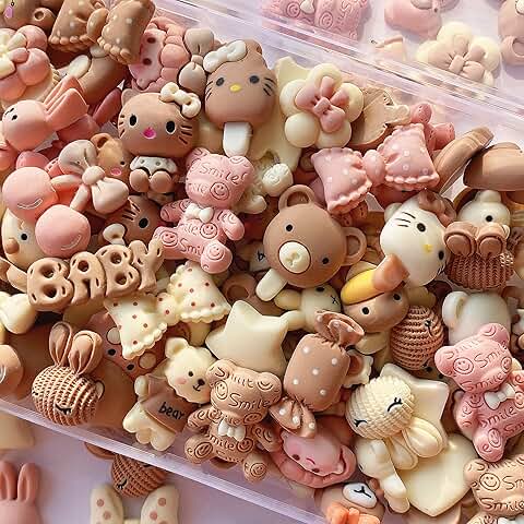 100 Pieces of Brown Flat Back Resin Ornaments for Crafts