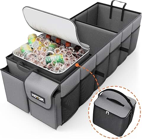 Foldable Car Trunk Organizer with Cooler, 3 Compartments