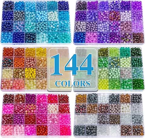 7200pcs 6mm Glass Beads for Jewelry Making and Crafts