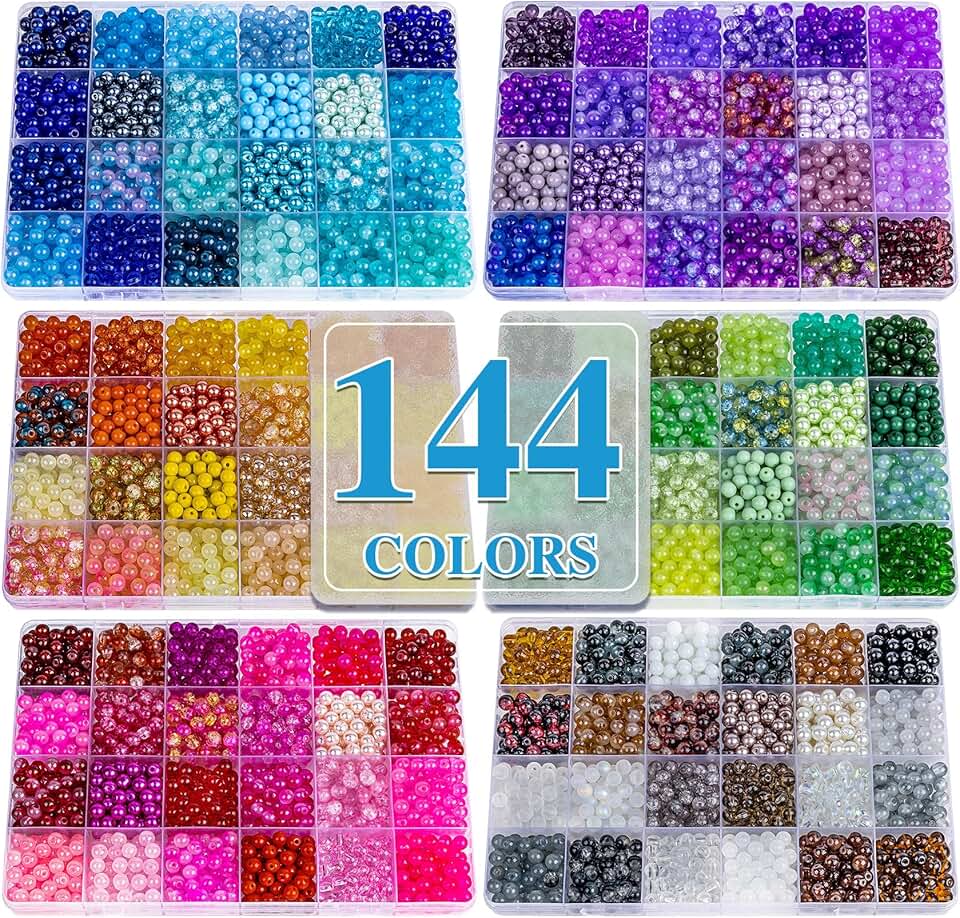 7200pcs 6mm Glass Beads for Jewelry Making and Crafts