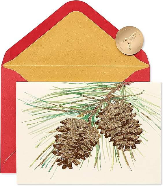 Holiday Cards with Envelopes, Pinecones, 14 Count