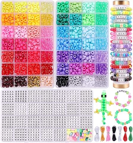 3000 Pony Beads with 56 Colors and Letter Beads for Jewelry Making