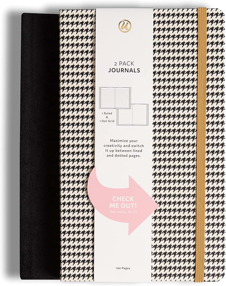 Heritage Print and Black Suede Journals, 8.25 x 5 Inches, 160 Pages, 2 Pack