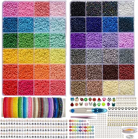Bracelet Making Kit with 48 Colors and 25000 Beads