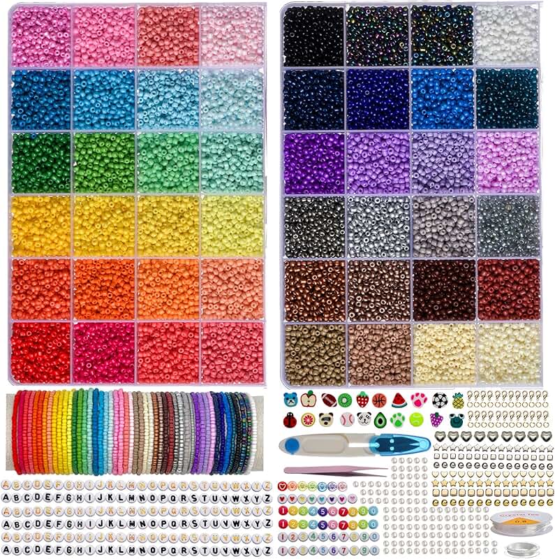 Bracelet Making Kit with 48 Colors and 25000 Beads