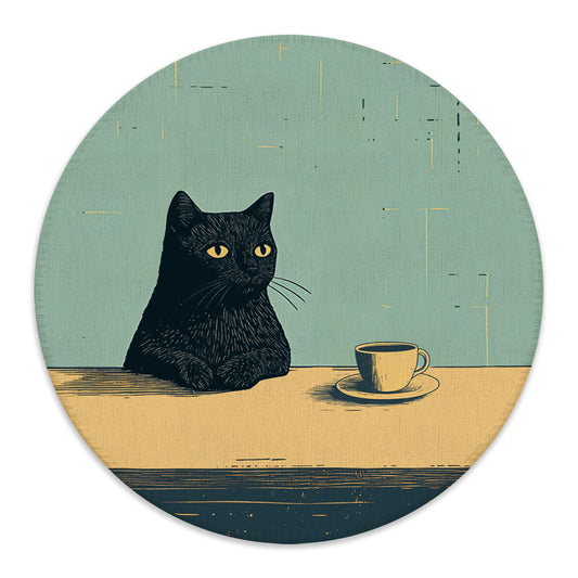 Black Cat Mouse Pad for Desk, 7.9x7.9 Inches