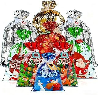 30 Assorted Christmas Gift Bags with Ribbons