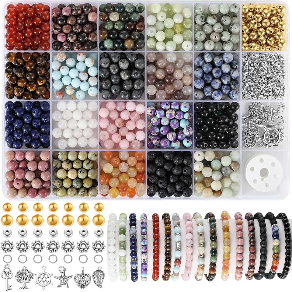 996-piece natural stone bead set for jewelry making