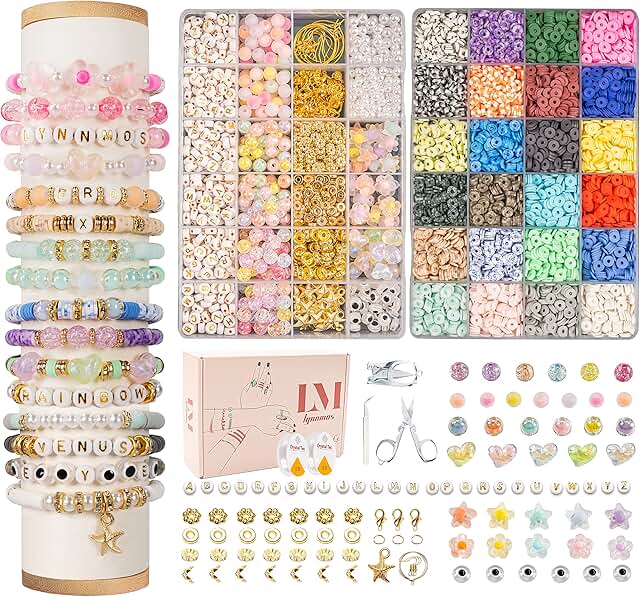 8500 Clay Beads Set for Jewelry Making with Charms