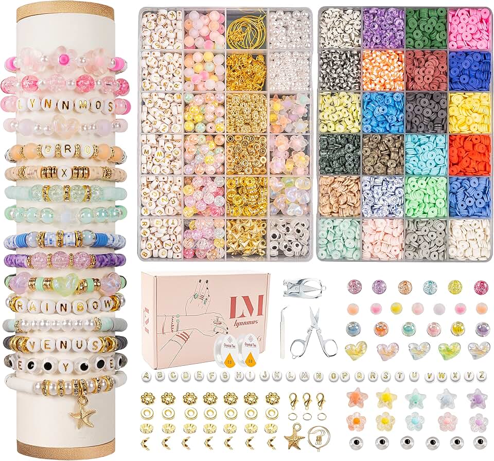 8500 Clay Beads Set for Jewelry Making with Charms