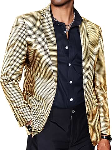 Men's Metallic Casual Blazer for Party and Sport