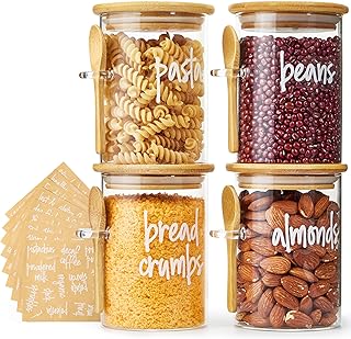 Set of 4 17 oz Glass Food Storage Containers with Lids