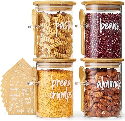 Set of 4 17 oz Glass Food Storage Containers with Lids