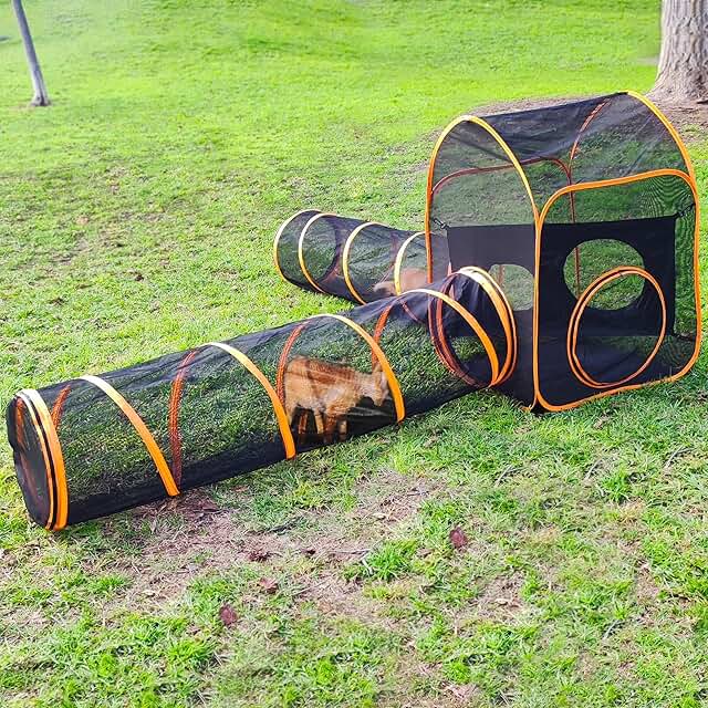 Outdoor Cat Playpen with Tunnel and Mesh Enclosure