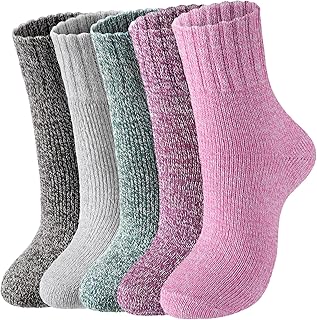 Set of 5 Warm Wool Crew Socks for Women