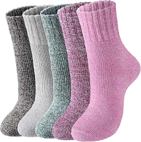 Set of 5 Warm Wool Crew Socks for Women