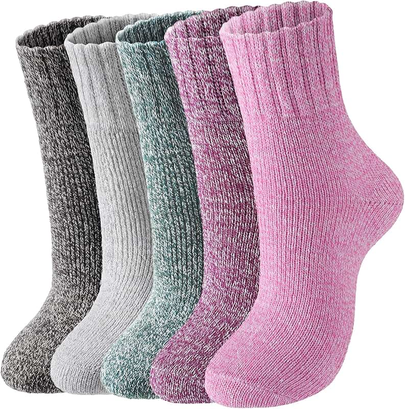 Set of 5 Warm Wool Crew Socks for Women