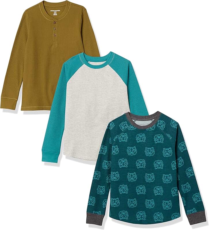 Set of 3 boys' and toddlers' long-sleeve thermal knit shirts