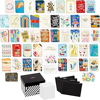 Set of 100 assorted greeting cards with organizer
