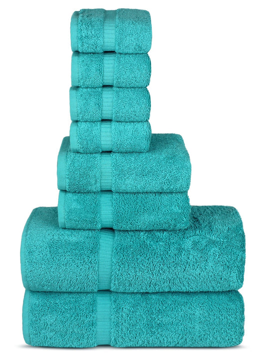 Hotel  Spa Quality 100% Cotton Premium Towels  Soft  Absorbent 8-Piece Towel Sets, Aqua)