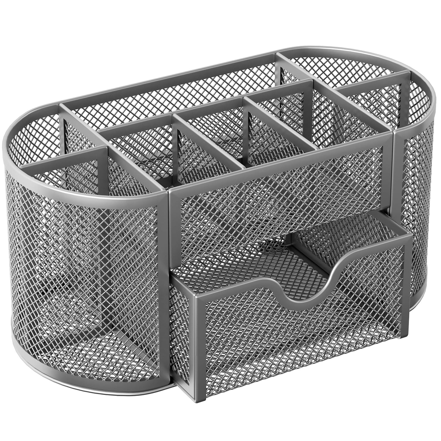 Mesh Pen Holder with Drawer and Compartments