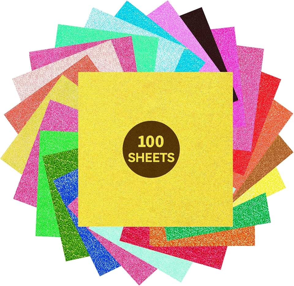 Sparkling Glitter Cardstock, 12x12, 100 Sheets, 20 Colors