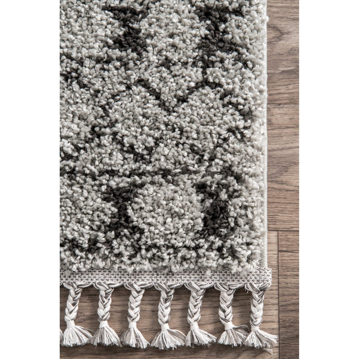 Vasiliki Moroccan Tribal Shag Area Rug, 2' x 3', Grey