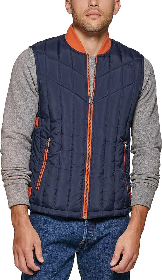 Men's Quilted Utility Vest with Contrast Details