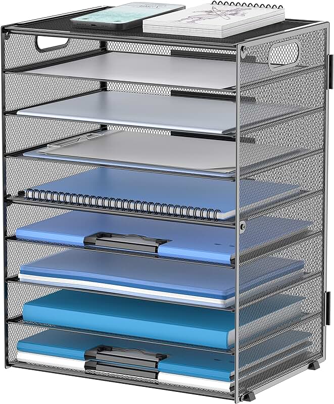 9-Tier Paper Letter Tray Desk Organizer with Handles