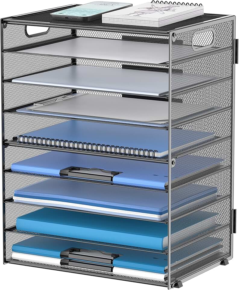 9-Tier Paper Letter Tray Desk Organizer with Handles
