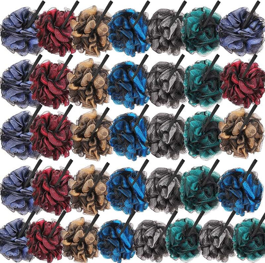 Set of 36 bamboo charcoal bath sponges in 6 colors
