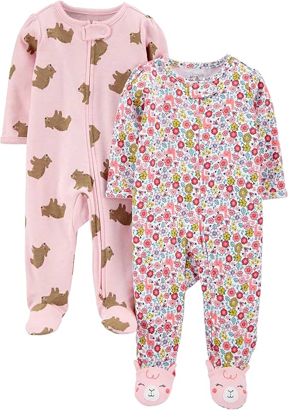 Baby Girls' Cotton Sleep and Play, Pack of 2