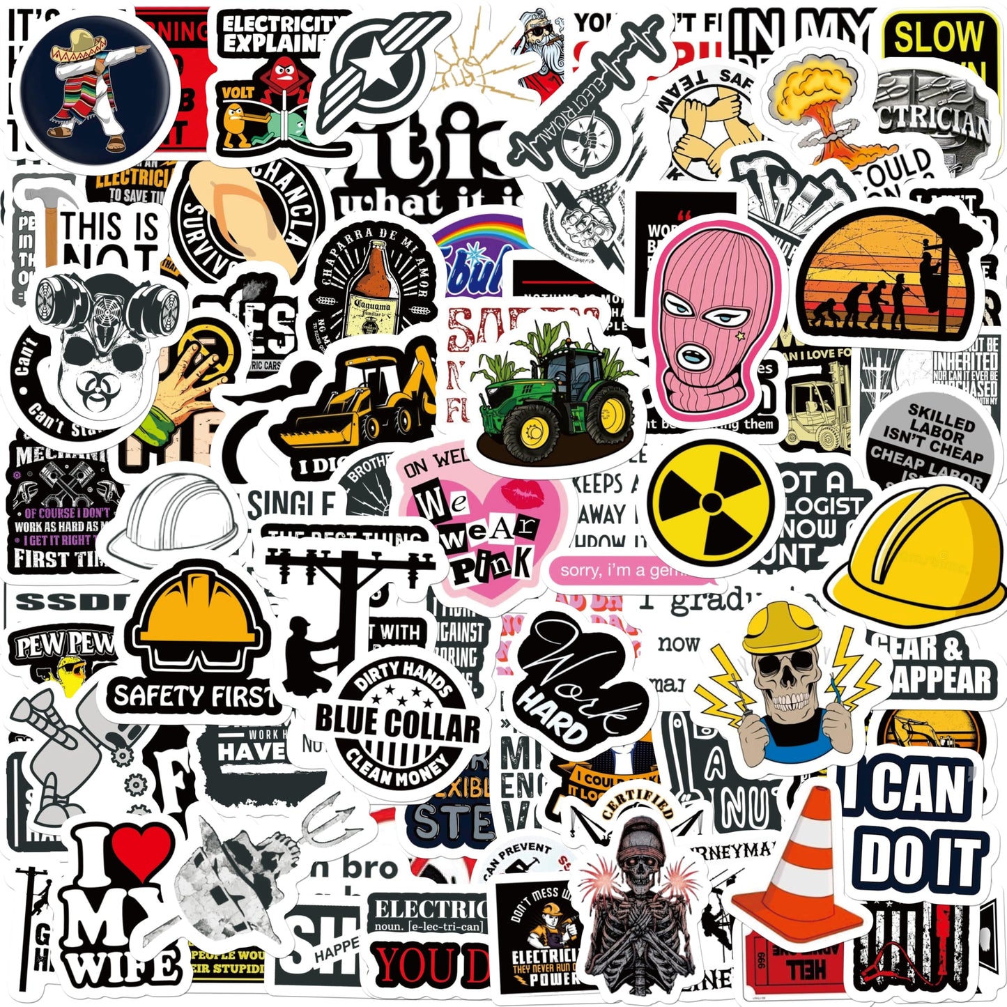 100 Waterproof Hard Hat Stickers for Helmet and More