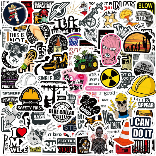 100 Waterproof Hard Hat Stickers for Helmet and More