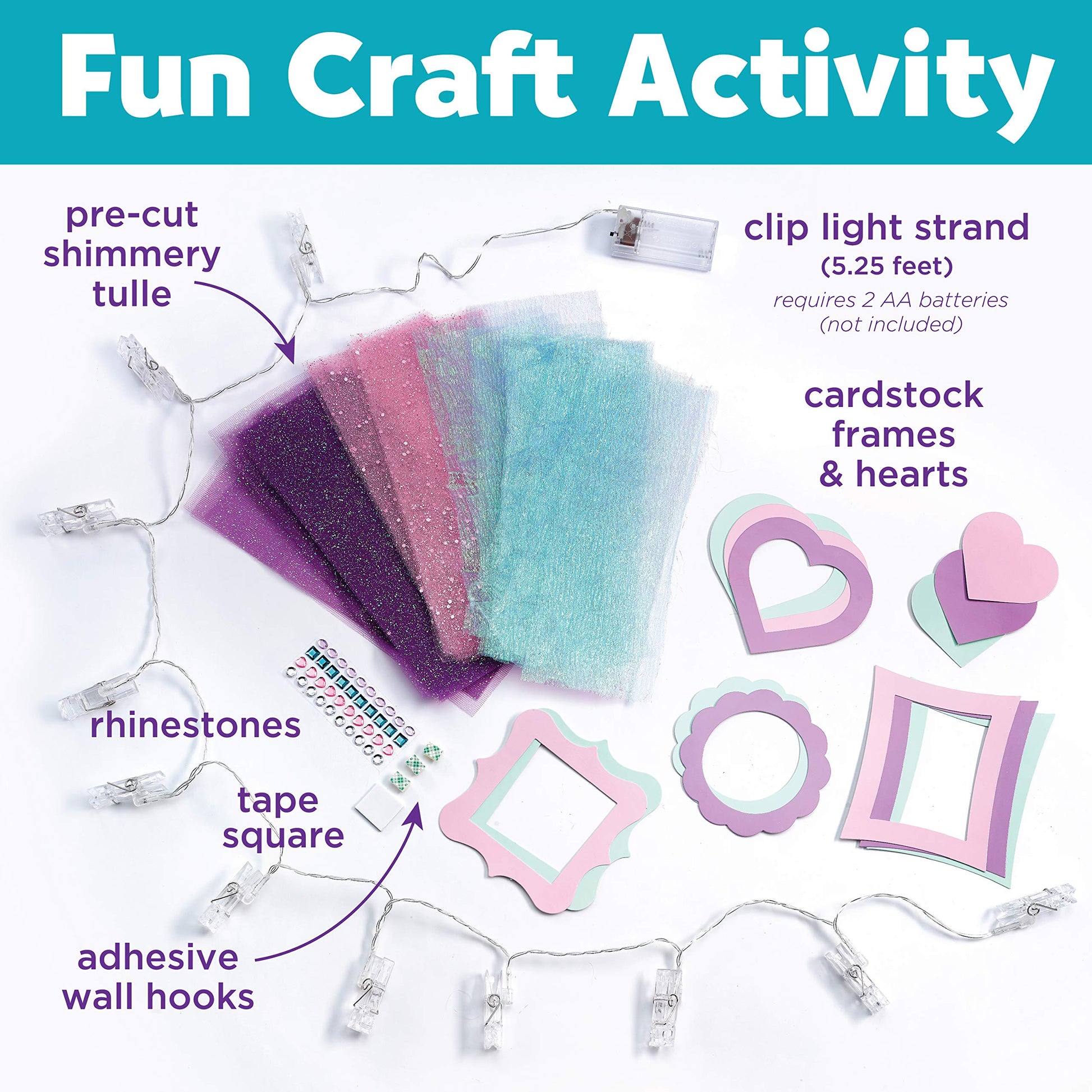 Tutu Photo Lights - Make your own Photo-Clips String Light - Kids Room Decor , White