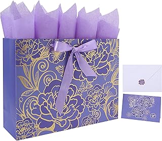 Large Rose Purple Gift Bag with Card and Tissue