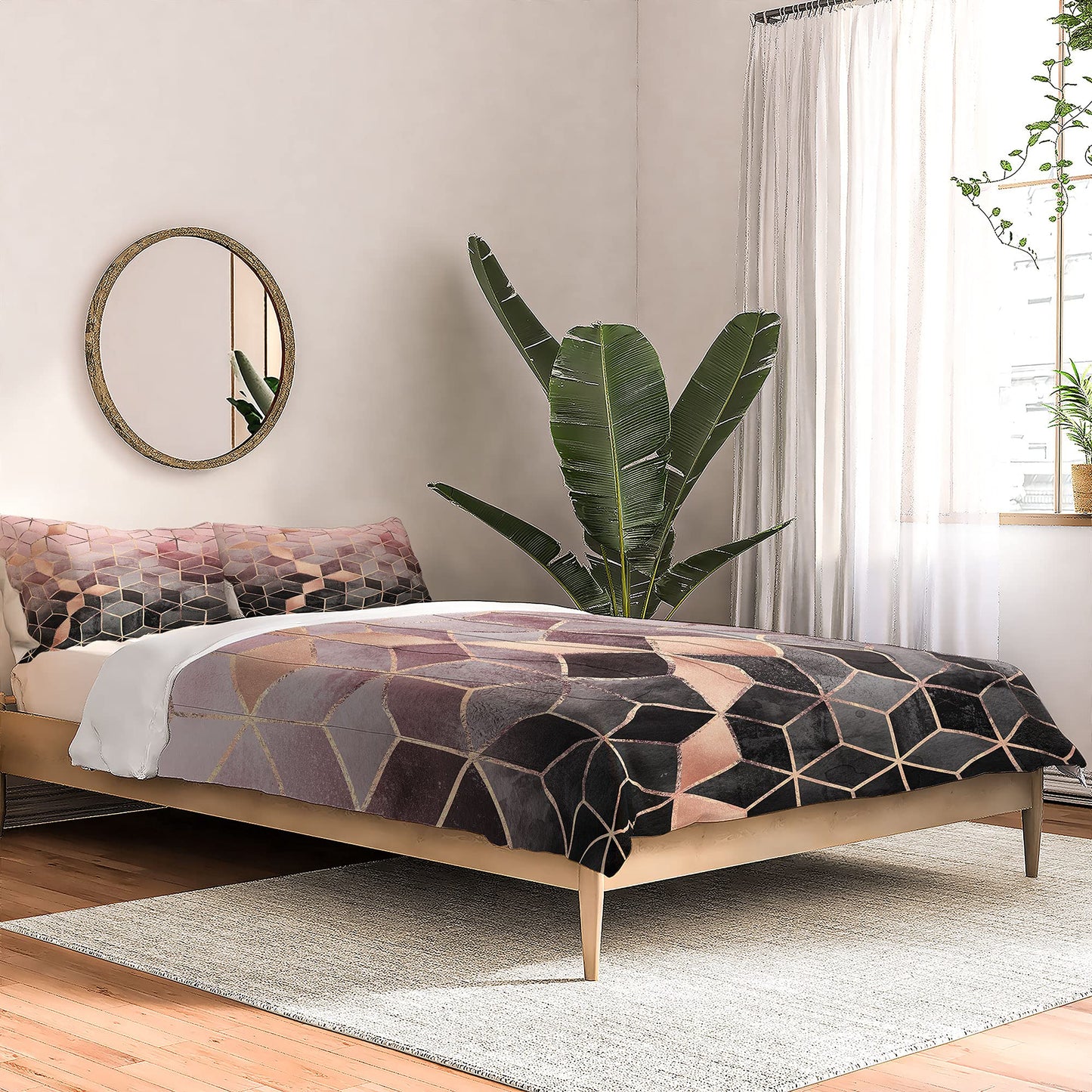 2021 Cotton Comforter, King, Elisabeth Fredriksson Pink Grey Gradient Cubes 2
